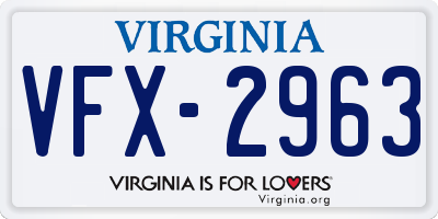 VA license plate VFX2963