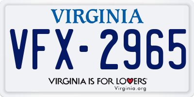 VA license plate VFX2965