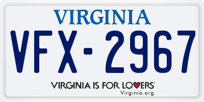 VA license plate VFX2967