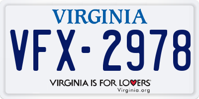 VA license plate VFX2978
