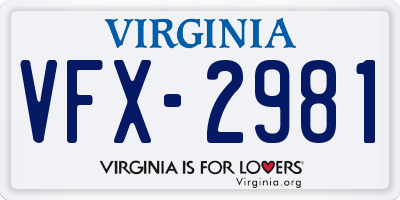 VA license plate VFX2981