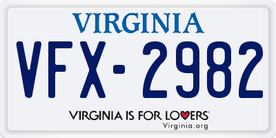VA license plate VFX2982