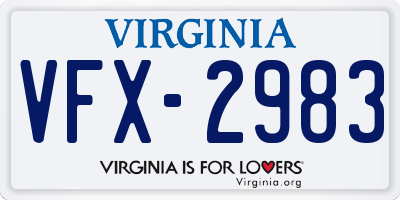 VA license plate VFX2983