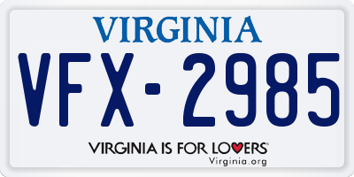 VA license plate VFX2985