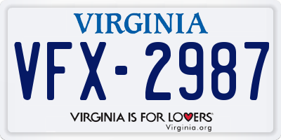 VA license plate VFX2987
