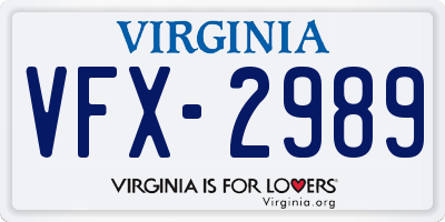VA license plate VFX2989
