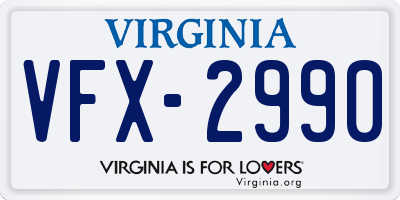 VA license plate VFX2990