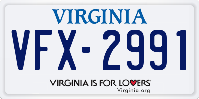 VA license plate VFX2991