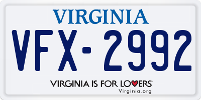 VA license plate VFX2992