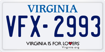 VA license plate VFX2993