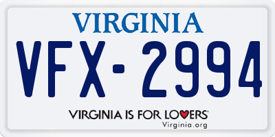 VA license plate VFX2994