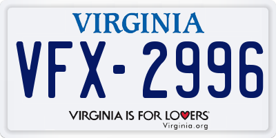 VA license plate VFX2996