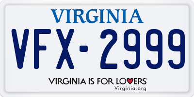 VA license plate VFX2999