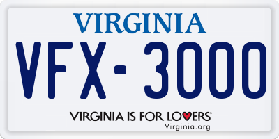 VA license plate VFX3000