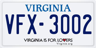VA license plate VFX3002