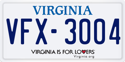 VA license plate VFX3004