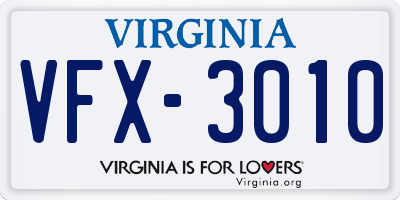 VA license plate VFX3010