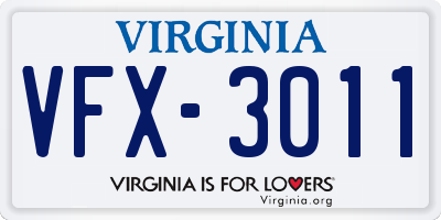 VA license plate VFX3011