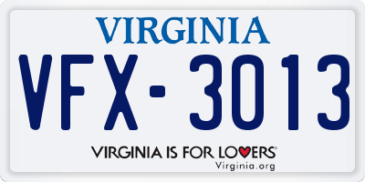 VA license plate VFX3013