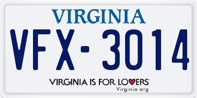 VA license plate VFX3014