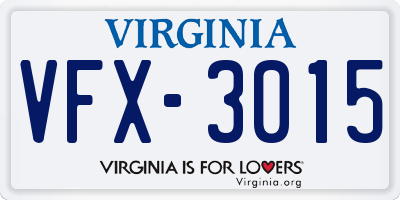 VA license plate VFX3015