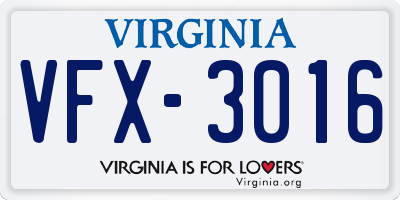 VA license plate VFX3016