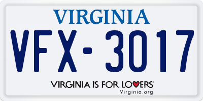 VA license plate VFX3017