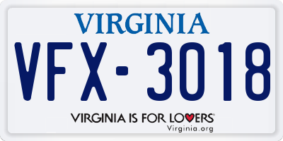 VA license plate VFX3018