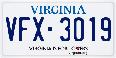 VA license plate VFX3019