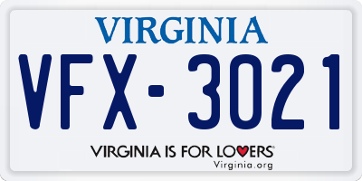 VA license plate VFX3021
