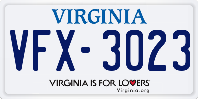 VA license plate VFX3023
