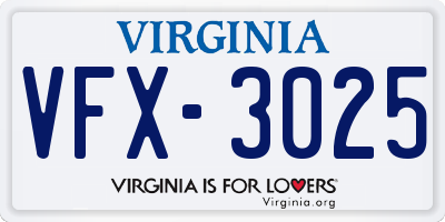 VA license plate VFX3025
