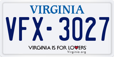 VA license plate VFX3027