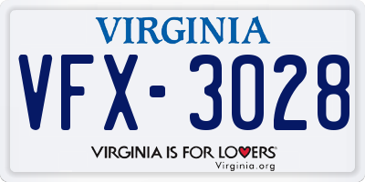 VA license plate VFX3028