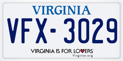 VA license plate VFX3029