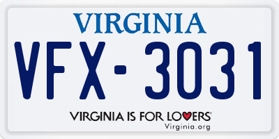VA license plate VFX3031