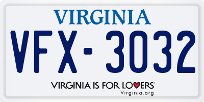 VA license plate VFX3032