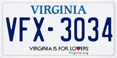 VA license plate VFX3034