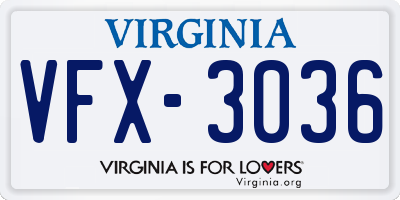 VA license plate VFX3036