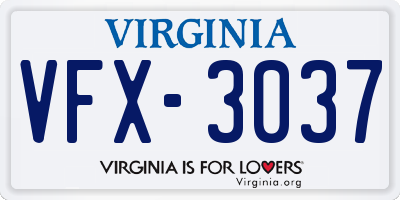 VA license plate VFX3037