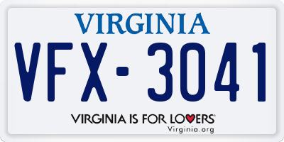VA license plate VFX3041