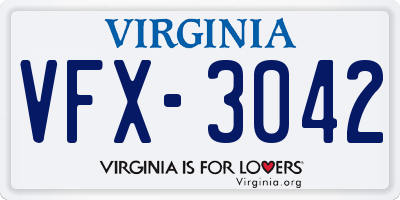 VA license plate VFX3042