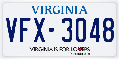 VA license plate VFX3048
