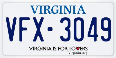 VA license plate VFX3049