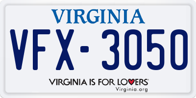 VA license plate VFX3050