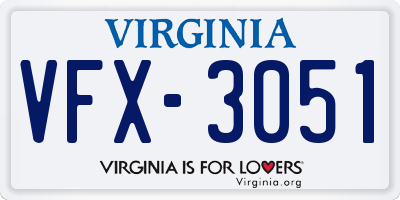 VA license plate VFX3051