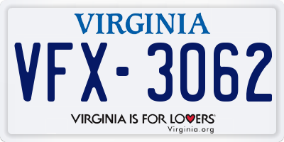VA license plate VFX3062