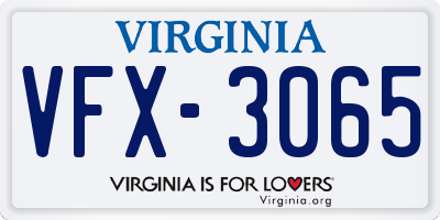 VA license plate VFX3065