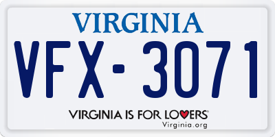 VA license plate VFX3071