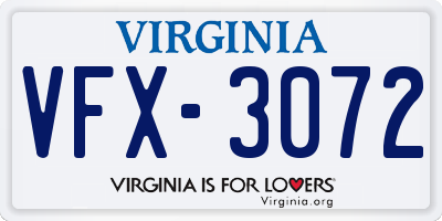 VA license plate VFX3072